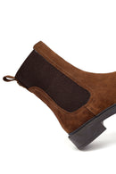 Women's Tan Suede Leather Chelsea Boot | Derimod