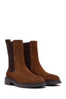 Women's Tan Suede Leather Chelsea Boot | Derimod
