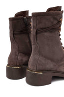 Women's Mink Zippered Lace-up Suede Leather Ankle Boots | Derimod