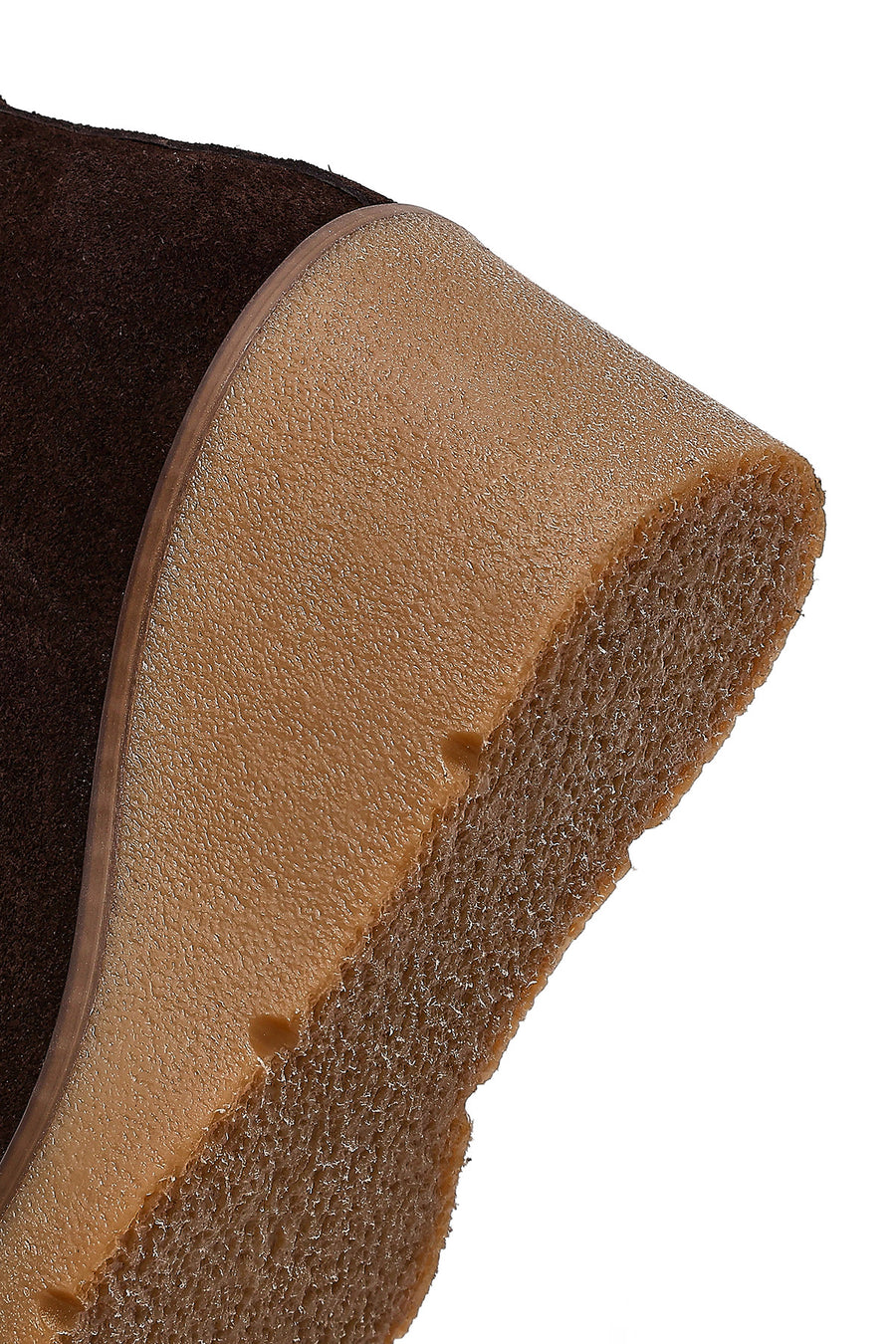Women's Brown Zip-Up Wedge Suede Leather Boots