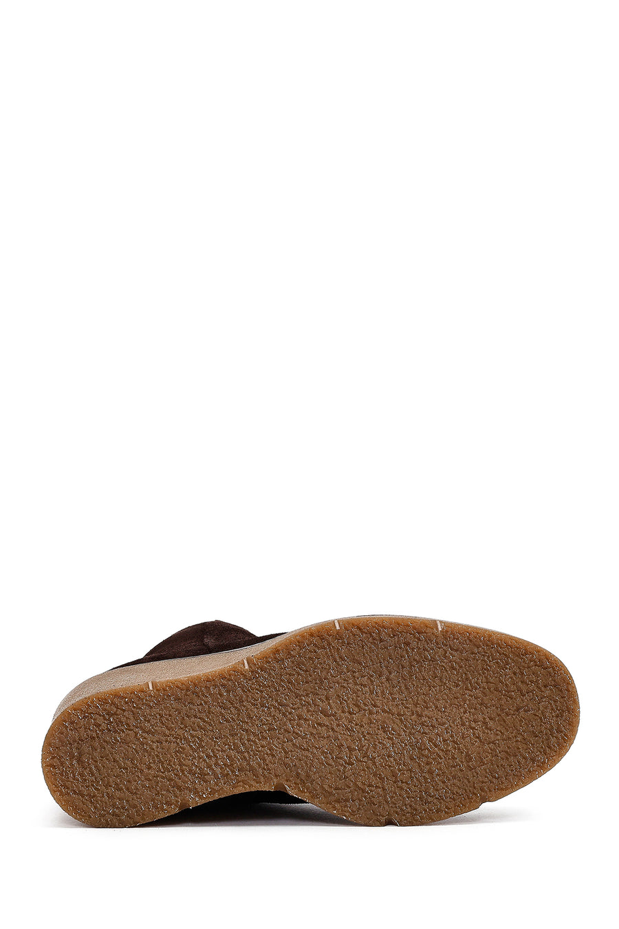 Women's Brown Zip-Up Wedge Suede Leather Boots