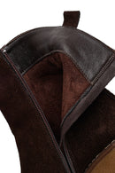 Women's Brown Zip-Up Wedge Suede Leather Boots | Derimod