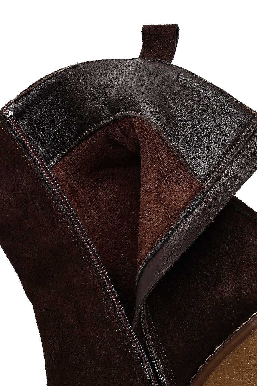Women's Brown Zip-Up Wedge Suede Leather Boots