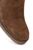 Women's Beige Zippered Thick Heel Suede Leather Boots | Derimod