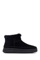 Woman Black Zippered Thick-Soled Suede Leather Teddy Bot | Derimod