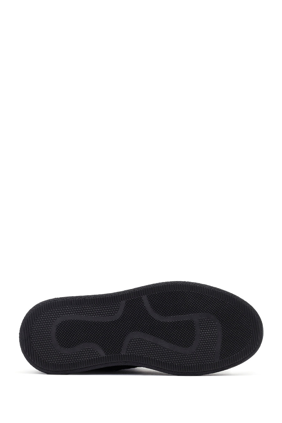 Woman Black Zippered Thick-Soled Suede Leather Teddy Bot