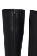 Women's Black Zippered Thick Heeled Leather Boot | Derimod