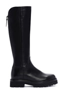 Woman Black Zippered Thick Sole Leather Boot | Derimod