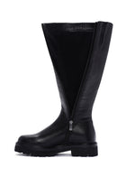Woman Black Zippered Thick Sole Leather Boot | Derimod
