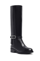 Woman Black Zippered Leather Boot | Derimod