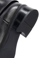 Woman Black Zippered Leather Boot | Derimod