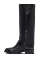 Woman Black Zippered Leather Boot | Derimod