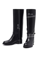 Woman Black Zippered Leather Boot | Derimod