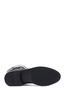 Woman Black Zippered Leather Boot | Derimod