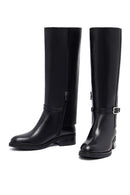 Woman Black Zippered Leather Boot | Derimod