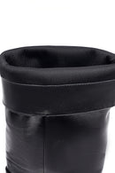 Woman Black Zippered Leather Boot | Derimod