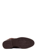 Woman Brown Zippered Low Chunky Heel Suede Leather Boat | Derimod