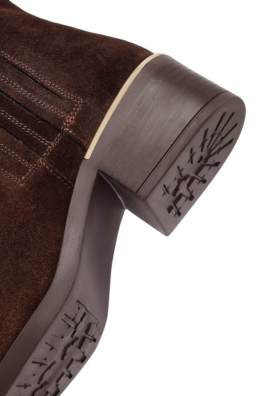 Woman Brown Zippered Low Chunky Heel Suede Leather Boat