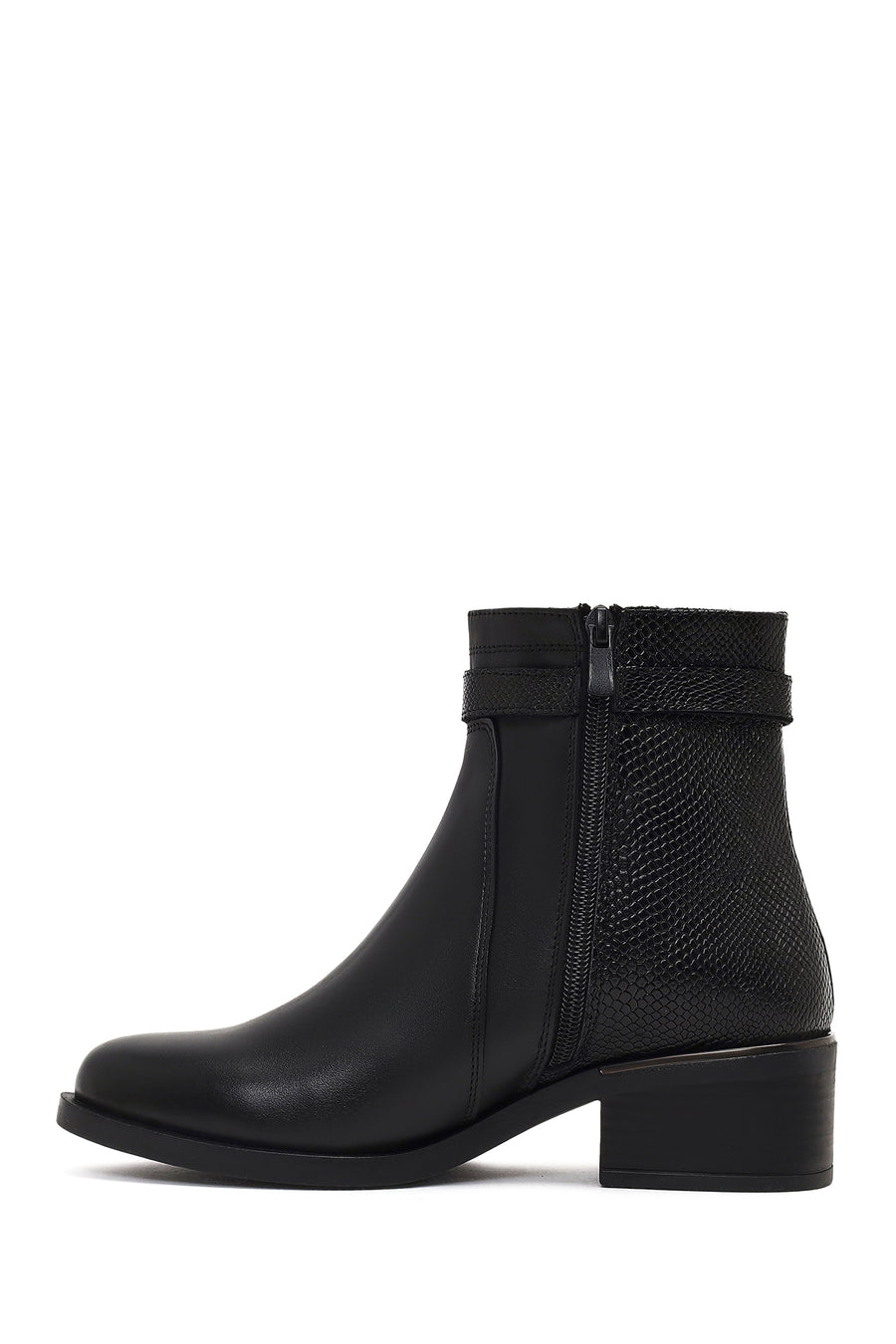 Women's Black Zippered Leather Boots