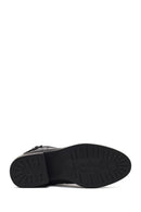 Women's Black Zippered Leather Boots | Derimod