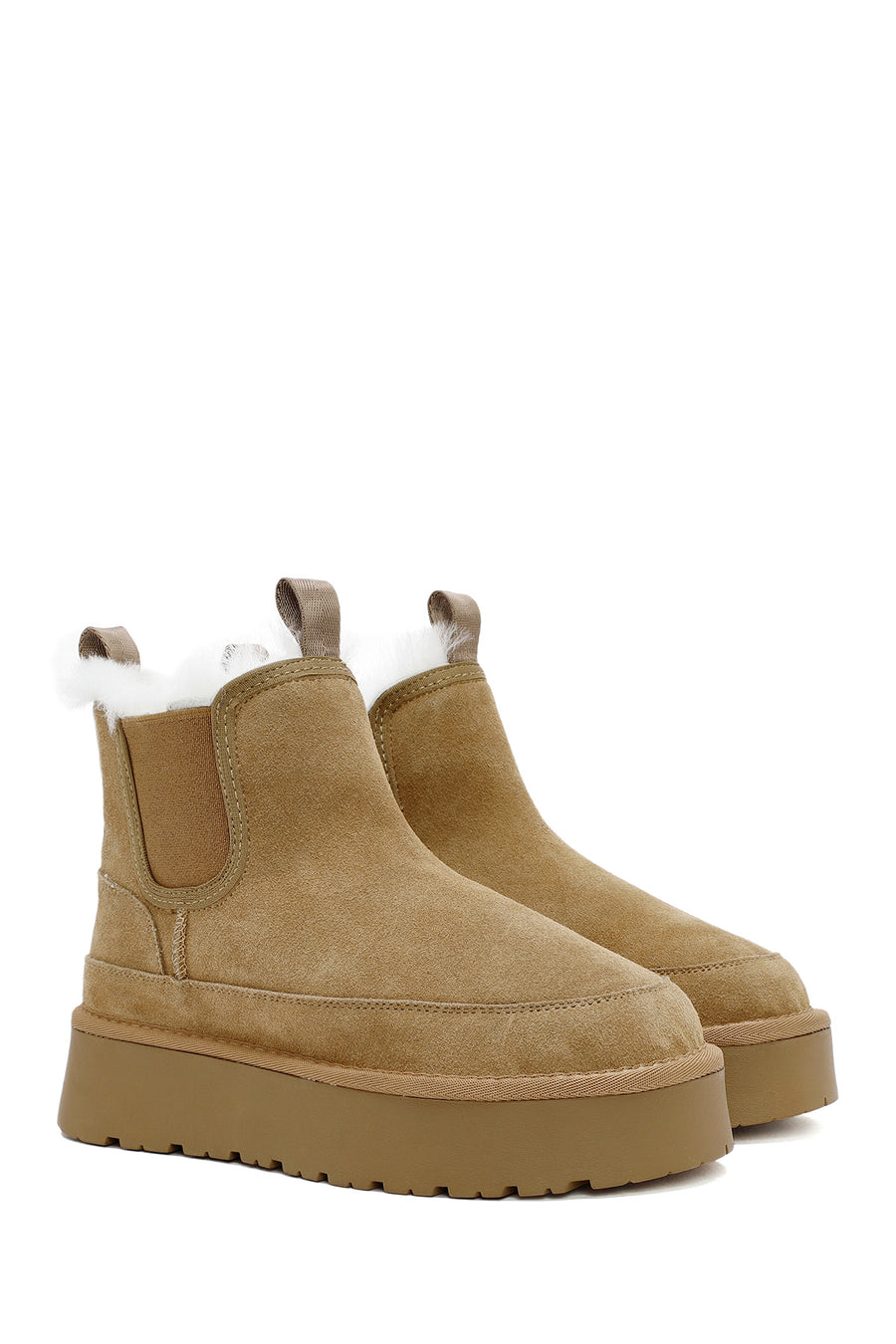 Woman Brown Thick-Soled Teddy Suede Leather Boat