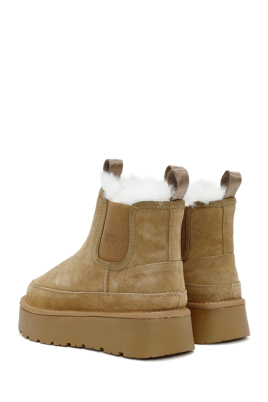 Woman Brown Thick-Soled Teddy Suede Leather Boat