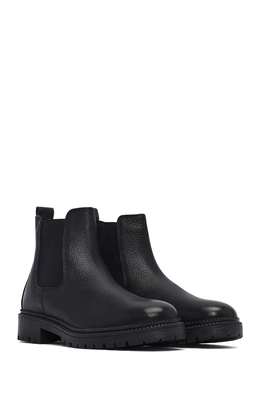 Woman Siyah Leather Chelsea Bot