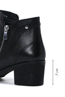 Woman Black Zippered Heels Leather Boat | Derimod