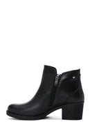 Woman Black Zippered Heels Leather Boat | Derimod