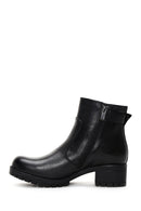 Woman Black Zippered Leather Casual Boots | Derimod