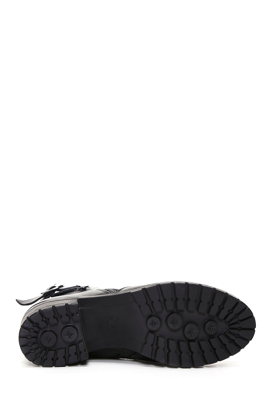 Woman Black Zippered Leather Casual Boots