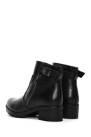 Woman Black Zippered Leather Casual Boots | Derimod