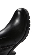Woman Black Zippered Leather Casual Boots | Derimod