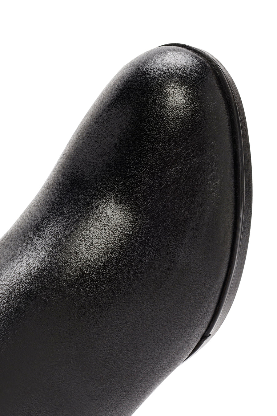 Woman Black Zippered Chunky Heels Leather Boat