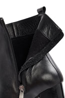 Woman Black Zippered Chunky Heels Leather Boat | Derimod