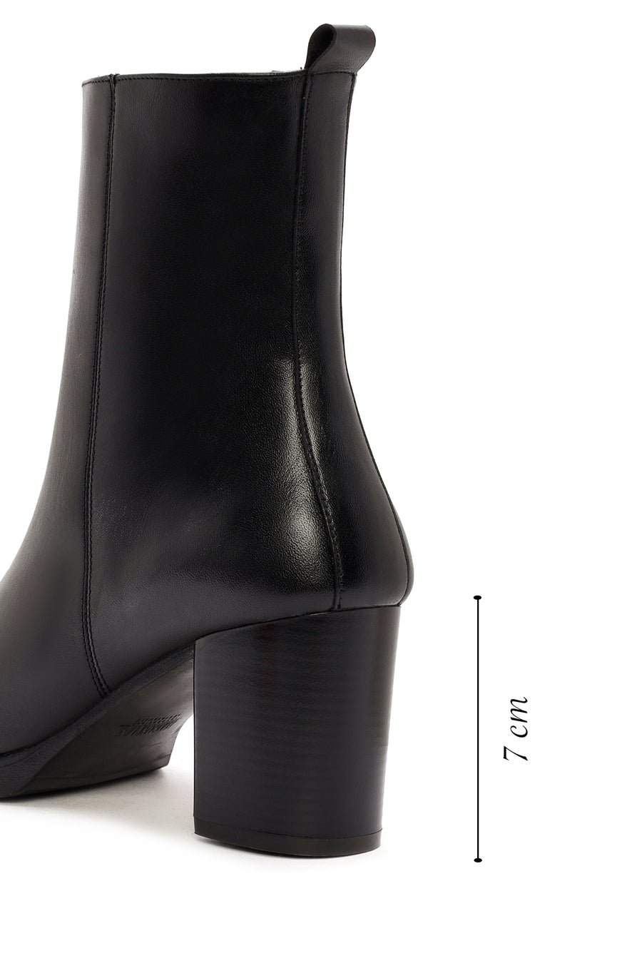 Woman Black Zippered Chunky Heels Leather Boat