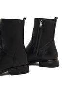 Women's Black Zippered Leather Boots | Derimod