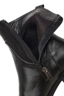 Women's Black Zippered Leather Boots | Derimod