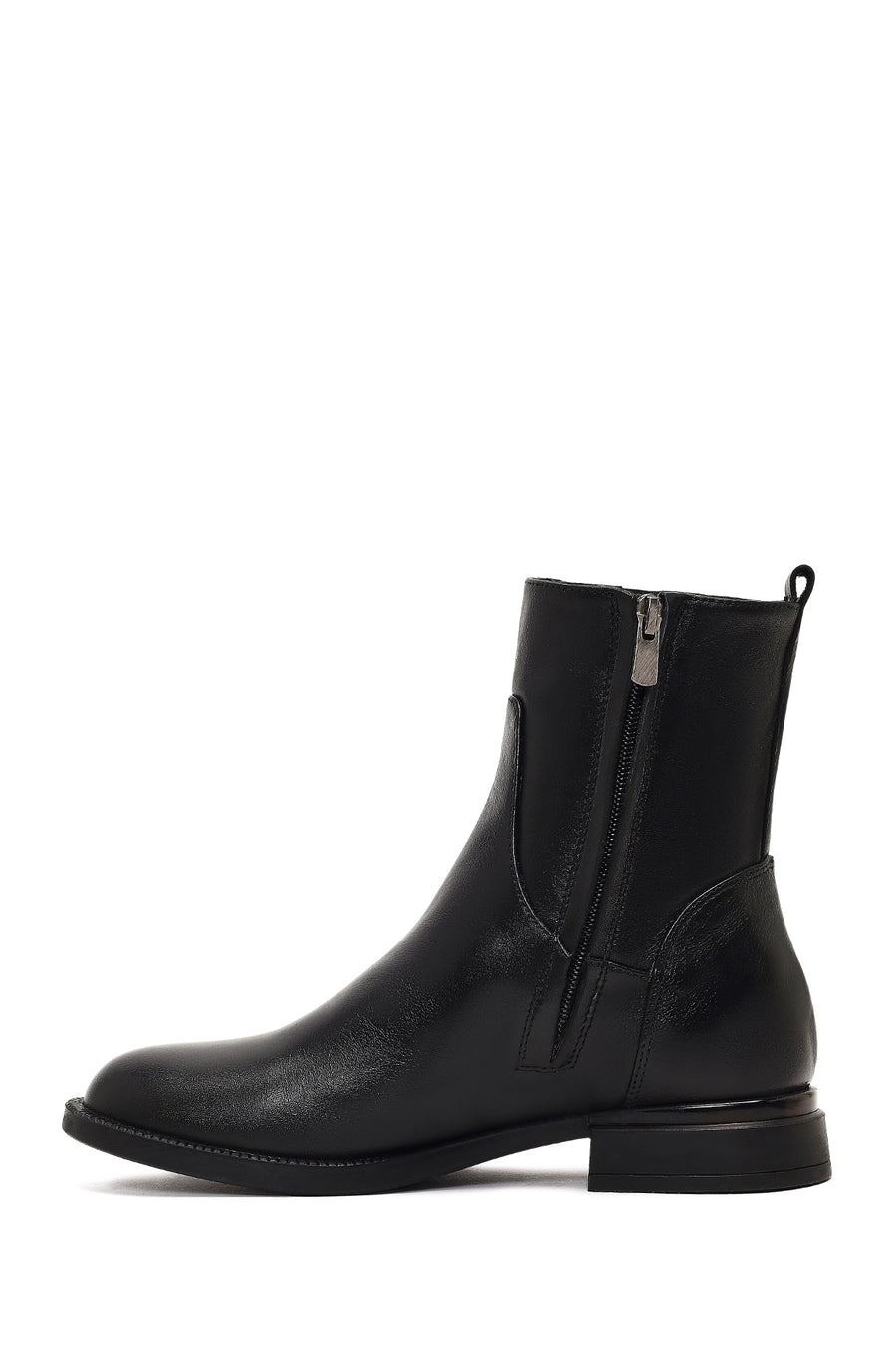 Women's Black Zippered Leather Boots