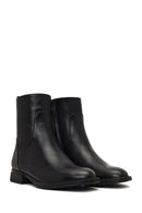 Women's Black Zippered Leather Boots | Derimod