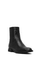 Women's Black Zippered Leather Boots | Derimod