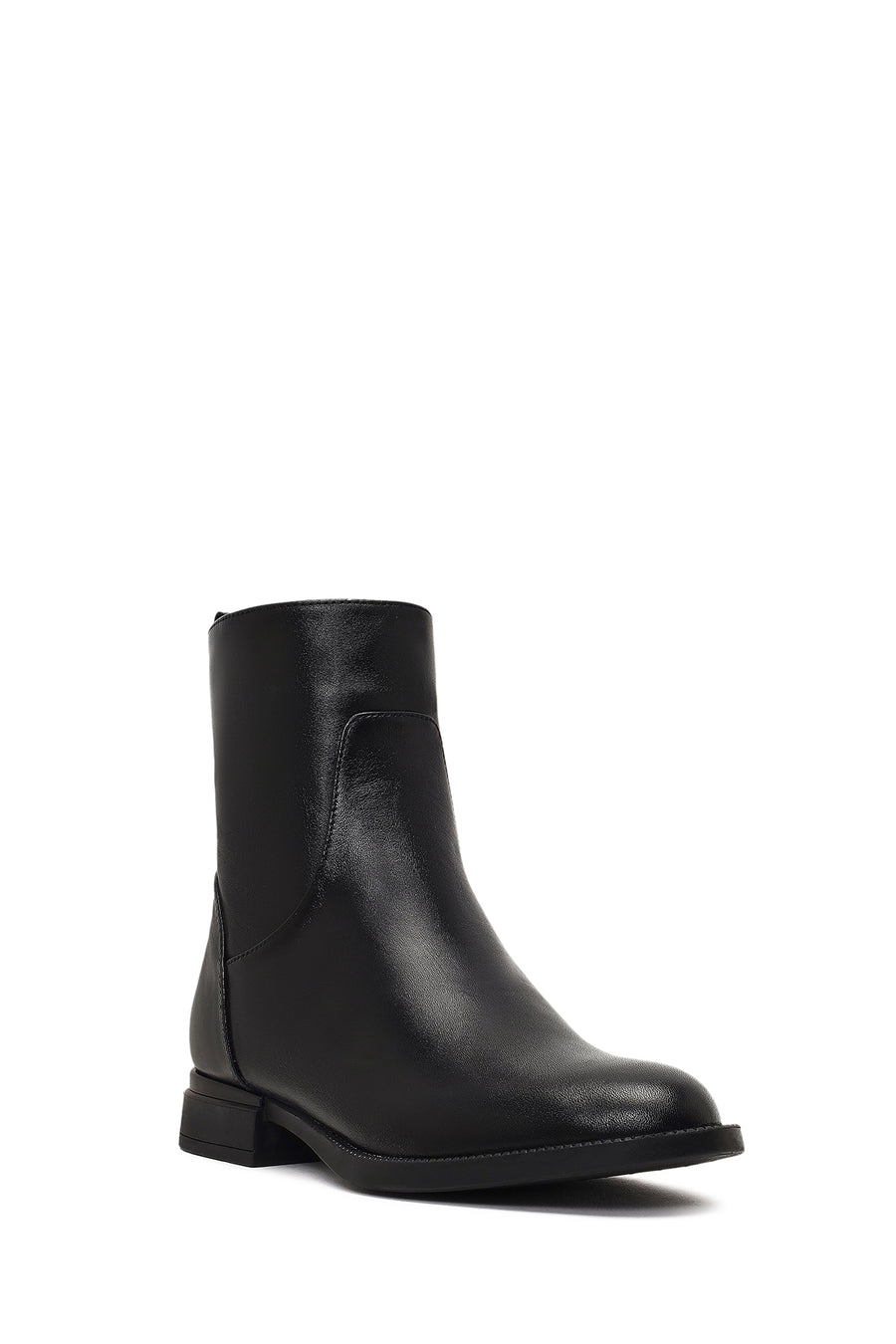 Women's Black Zippered Leather Boots