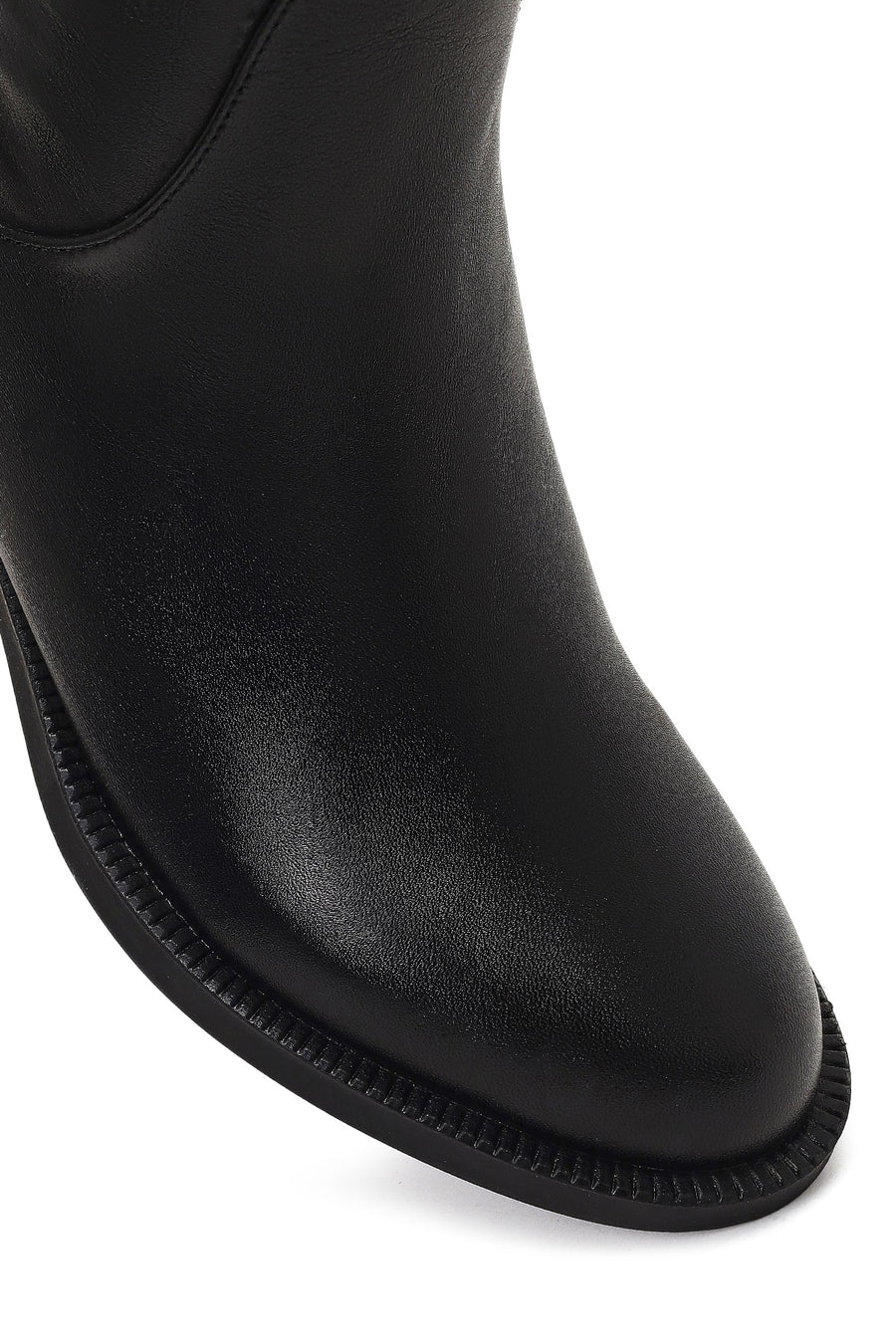 Women's Black Zippered Leather Boots