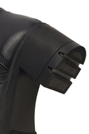 Women's Black Zippered Thick Heeled Leather Boot | Derimod