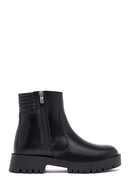 Woman Black Zippered Leather Boat | Derimod