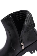 Woman Black Zippered Leather Boat | Derimod