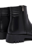 Woman Black Zippered Leather Boat | Derimod