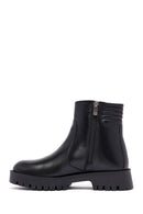 Woman Black Zippered Leather Boat | Derimod