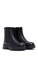 Woman Black Zippered Leather Boat | Derimod