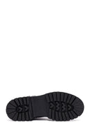 Woman Black Zippered Leather Boat | Derimod